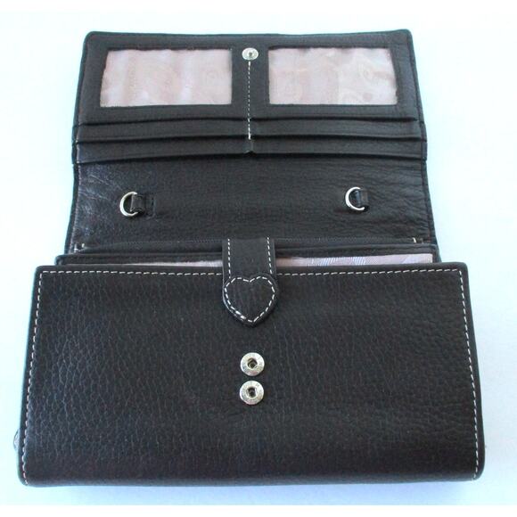 Brighton Women's Brown Leather Wallet With Credit Card Slots & Checkbook - Picture 3 of 8